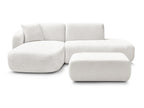 Canapé d'angle fixe modulable ANDA avec 1 méridienne, 1 chauffeuse bout de canapé et 1 pouf
