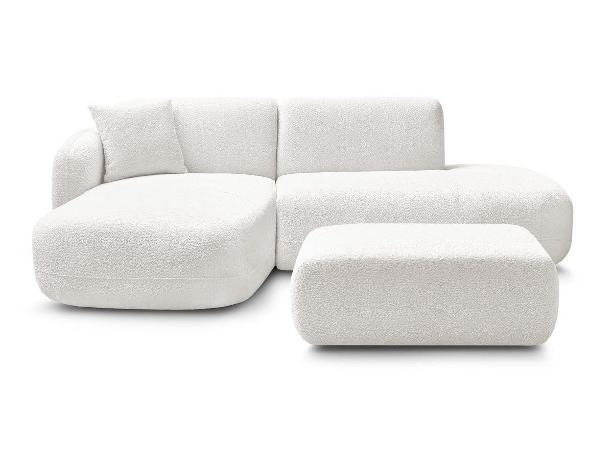 Canapé d'angle fixe modulable ANDA avec 1 méridienne, 1 chauffeuse bout de canapé et 1 pouf