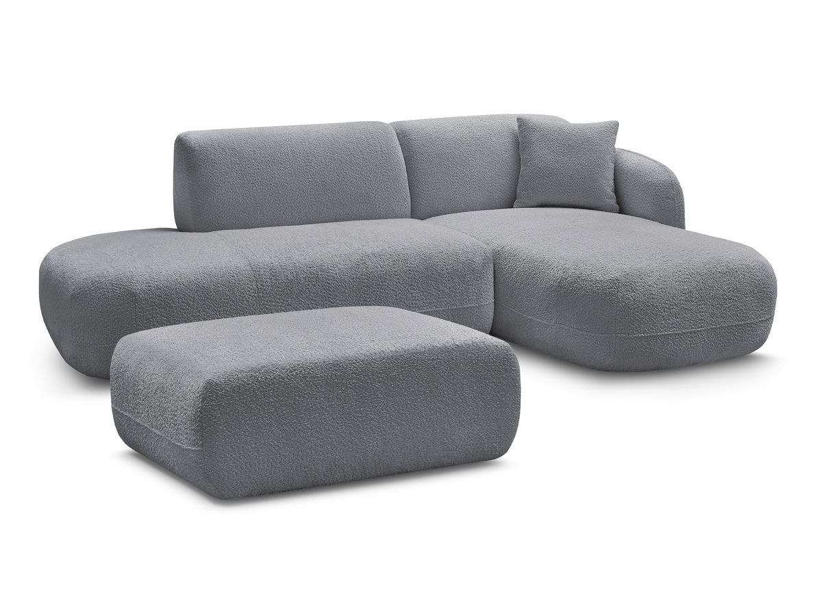 Canapé d'angle fixe modulable ANDA avec 1 méridienne, 1 chauffeuse bout de canapé et 1 pouf