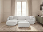 Canapé d'angle fixe modulable ANDA tissu chenille avec pouf