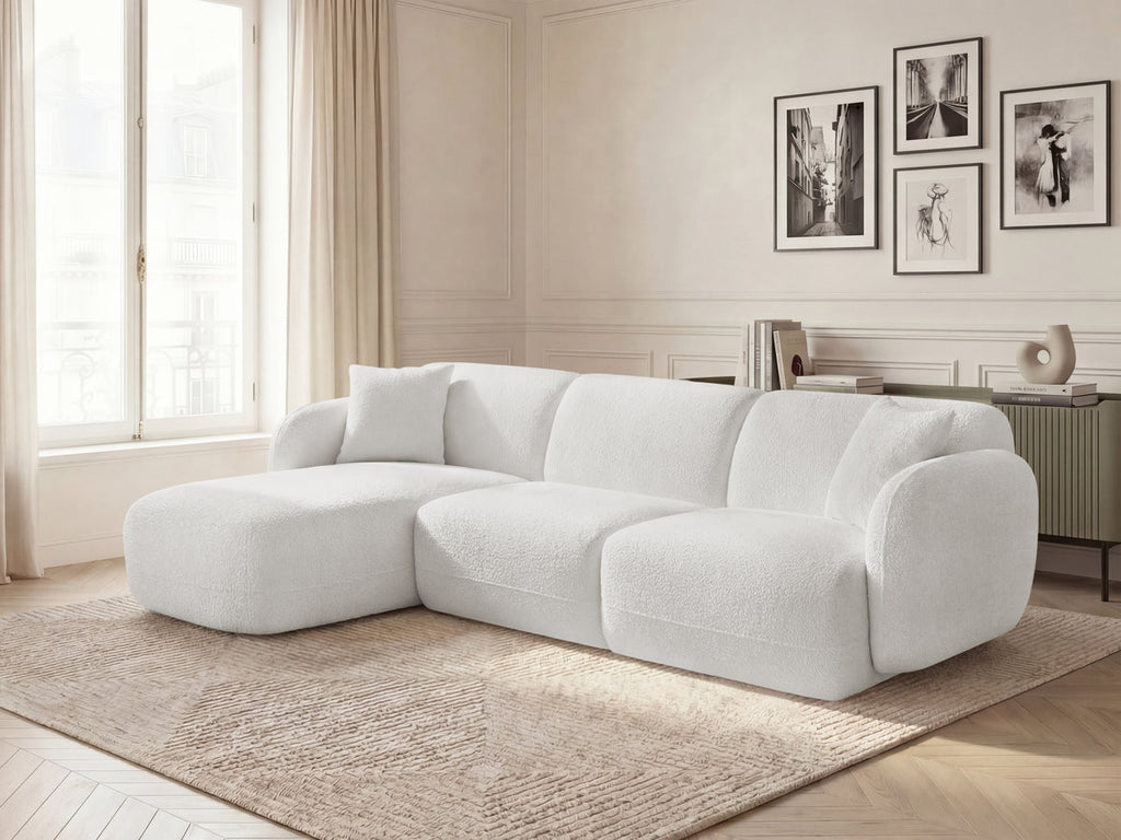 Canapé d'angle fixe modulable ANDA tissu chenille