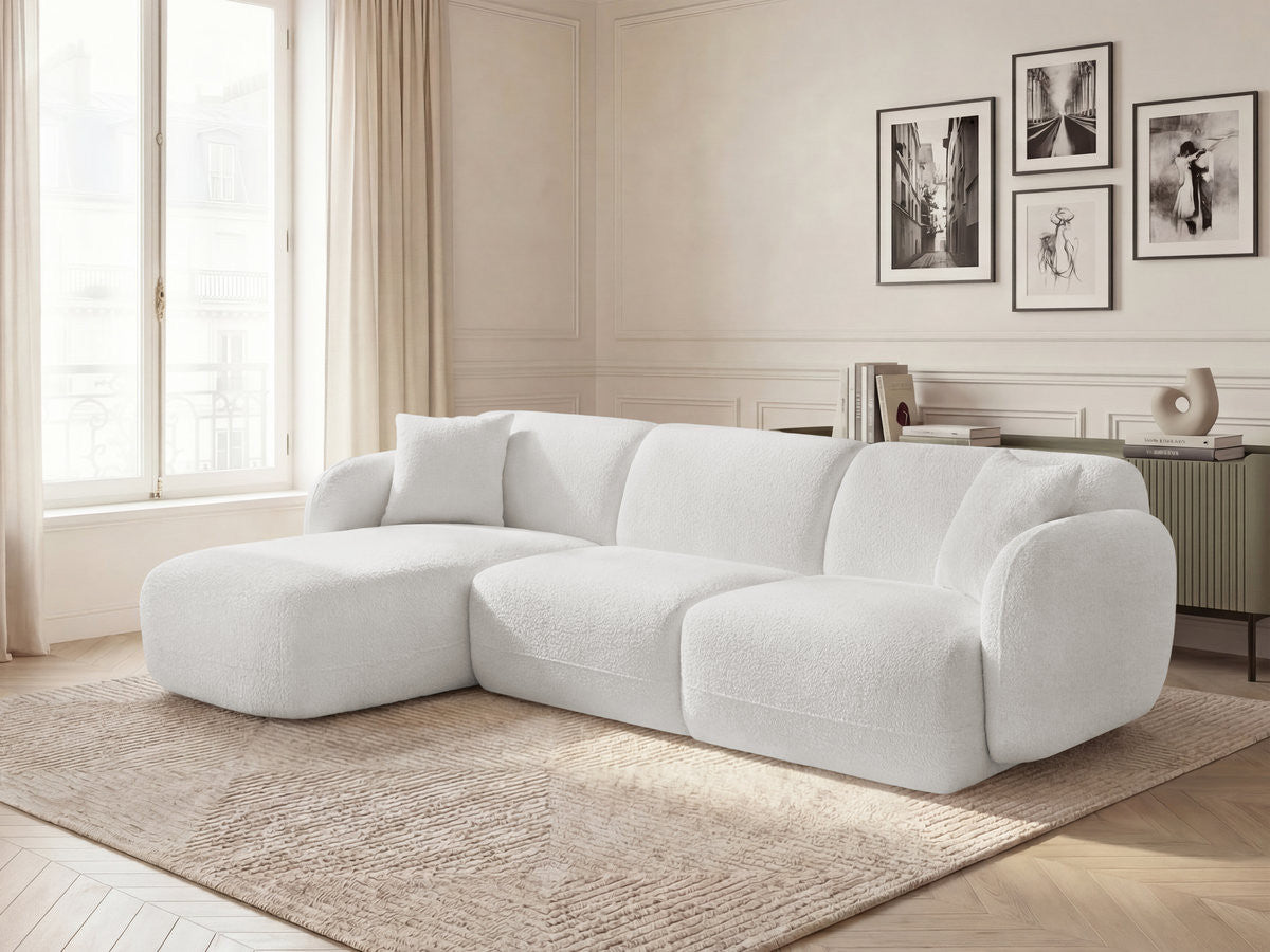 Canapé d'angle fixe modulable ANDA tissu chenille
