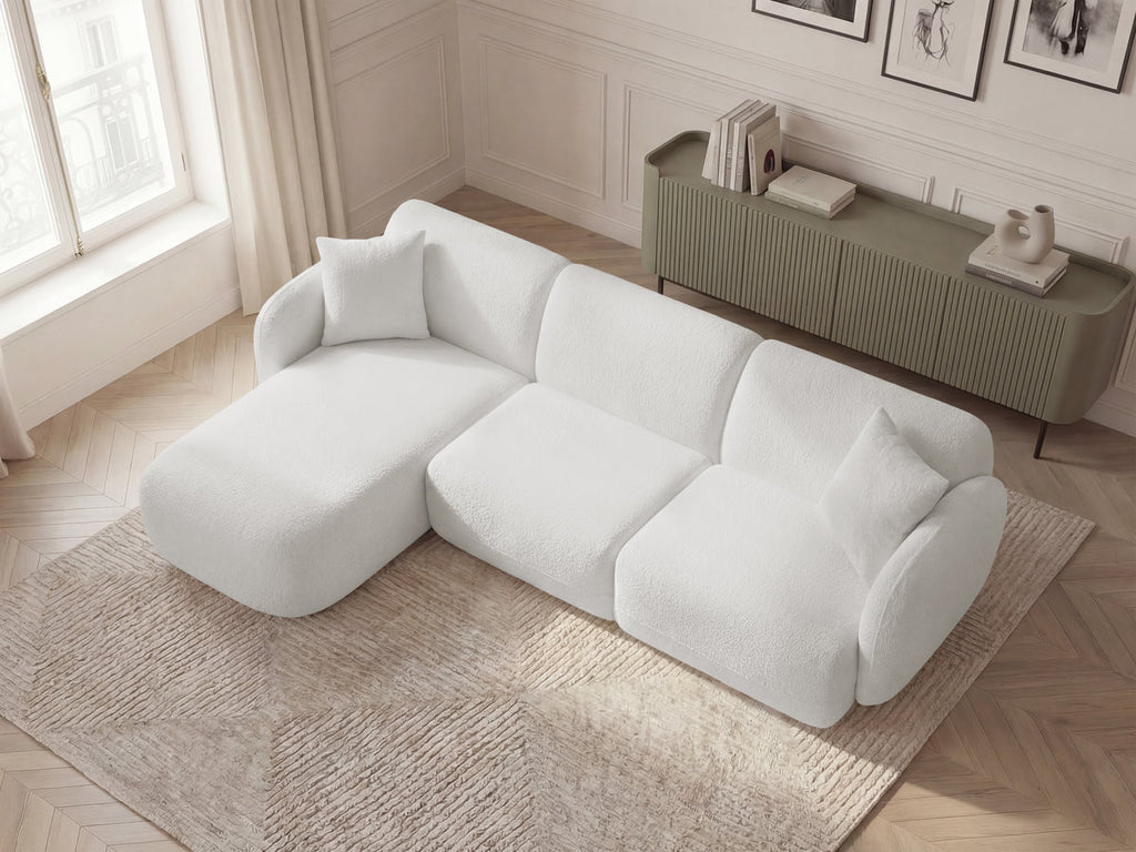 Canapé d'angle fixe modulable ANDA tissu chenille