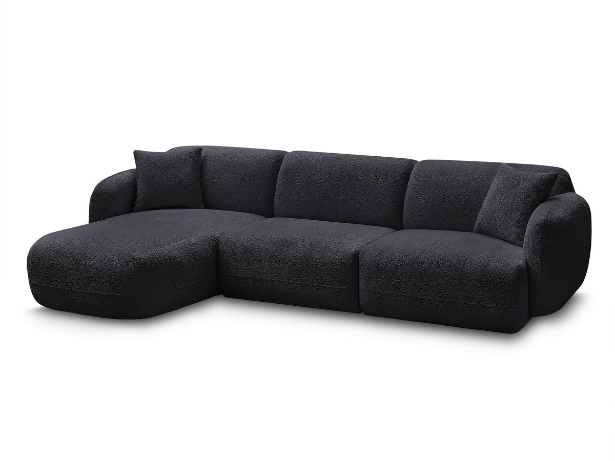 Canapé d'angle fixe modulable ANDA tissu chenille