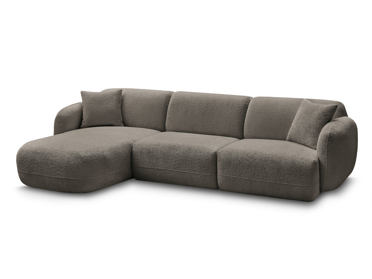 Canapé d'angle fixe modulable ANDA tissu chenille