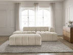 Canapé d'angle fixe modulable ANNECY tissu bouclette avec pouf