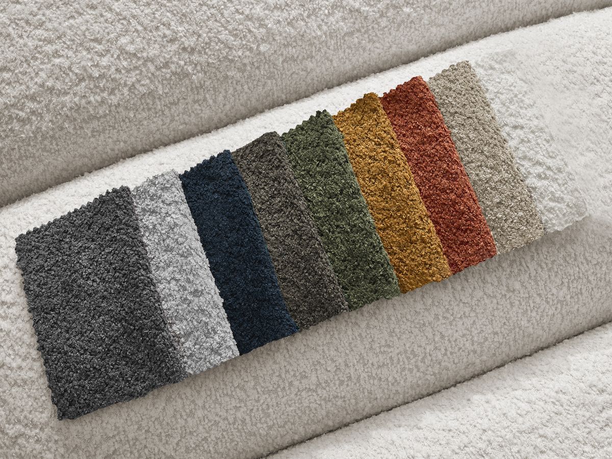 Canapé d'angle fixe modulable ANNECY tissu bouclette