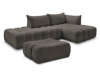 Canapé d'angle fixe modulable AZRA tissu bouclette avec pouf
