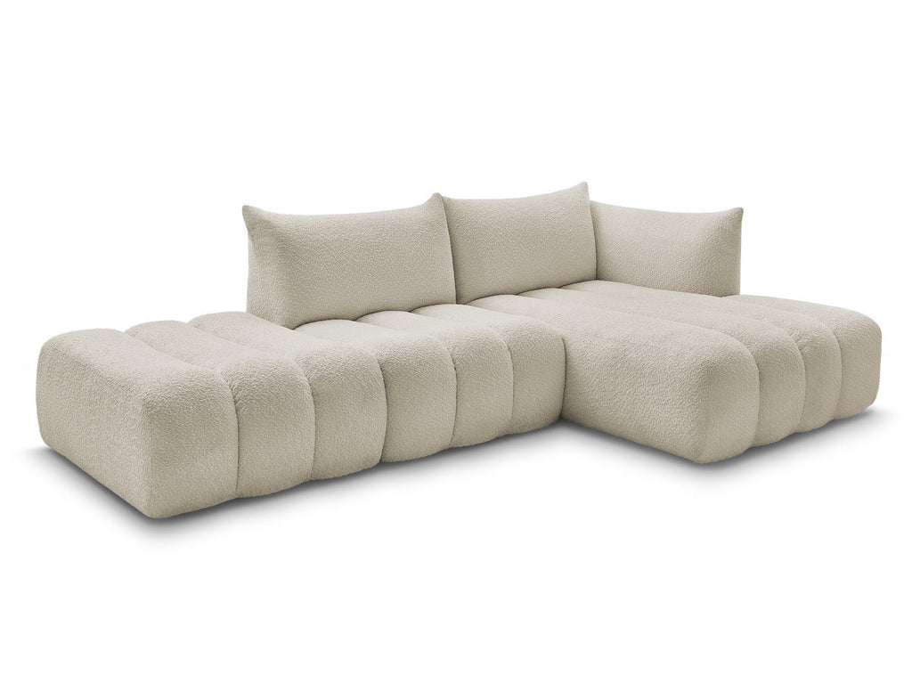 Canapé d'angle fixe modulable AZRA tissu bouclette