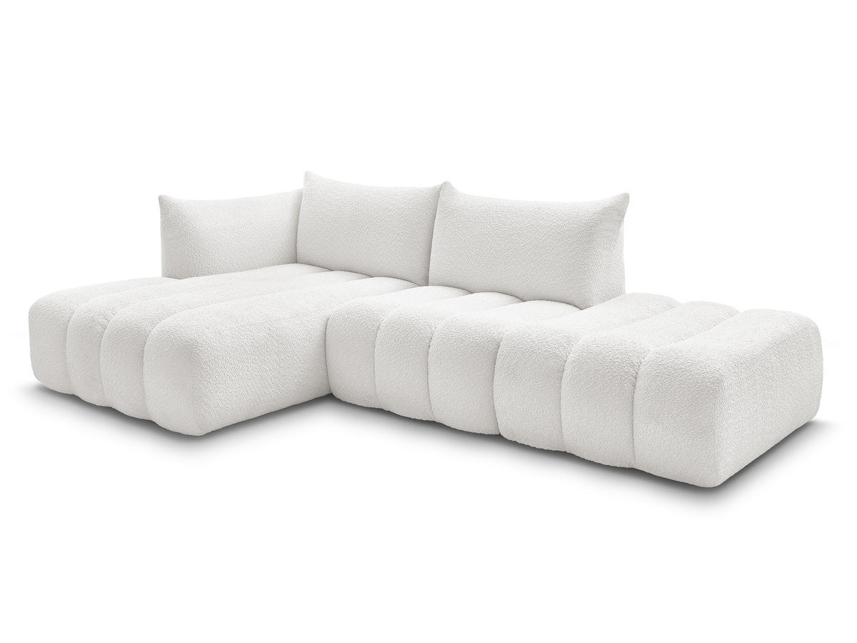 Canapé d'angle fixe modulable AZRA tissu bouclette