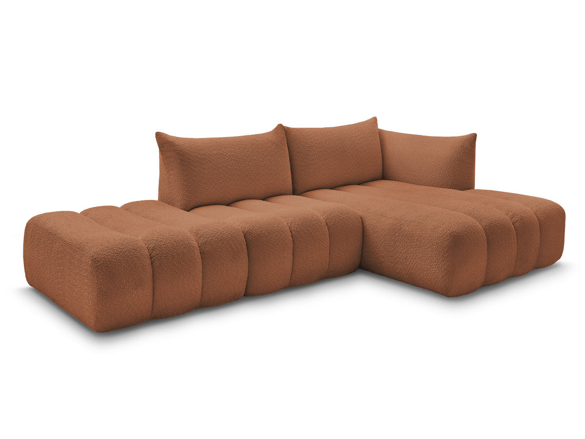 Canapé d'angle fixe modulable AZRA tissu bouclette