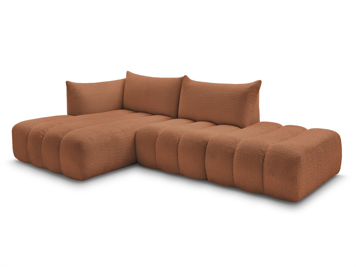 Canapé d'angle fixe modulable AZRA tissu bouclette