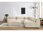 Canapé d'angle fixe modulable JEANNE tissu velours avec 4 chauffeuses, 1 angle et 1 pouf