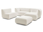 Canapé d'angle fixe modulable LECOMTE avec 1 chauffeuse et 1 grand pouf