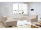 Canapé d'angle fixe modulable MEGEVE tissu bouclette avec 1 chauffeuse et 1 pouf