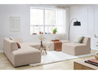 Canapé d'angle fixe modulable MEGEVE tissu bouclette avec 1 chauffeuse et 1 pouf