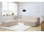 Canapé d'angle fixe modulable MEGEVE tissu bouclette avec pouf