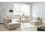 Canapé d'angle fixe modulable MEGEVE tissu chiné avec 1 chauffeuse et 1 pouf