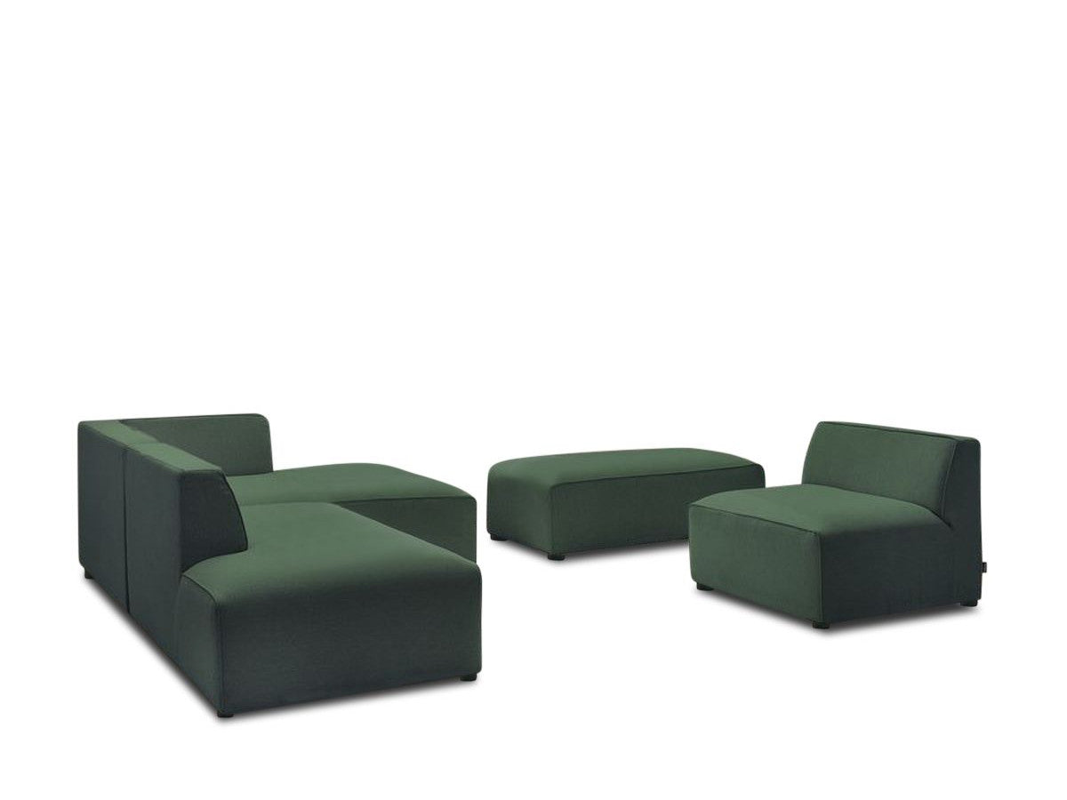Canapé d'angle fixe modulable MEGEVE tissu chiné avec 1 chauffeuse et 1 pouf