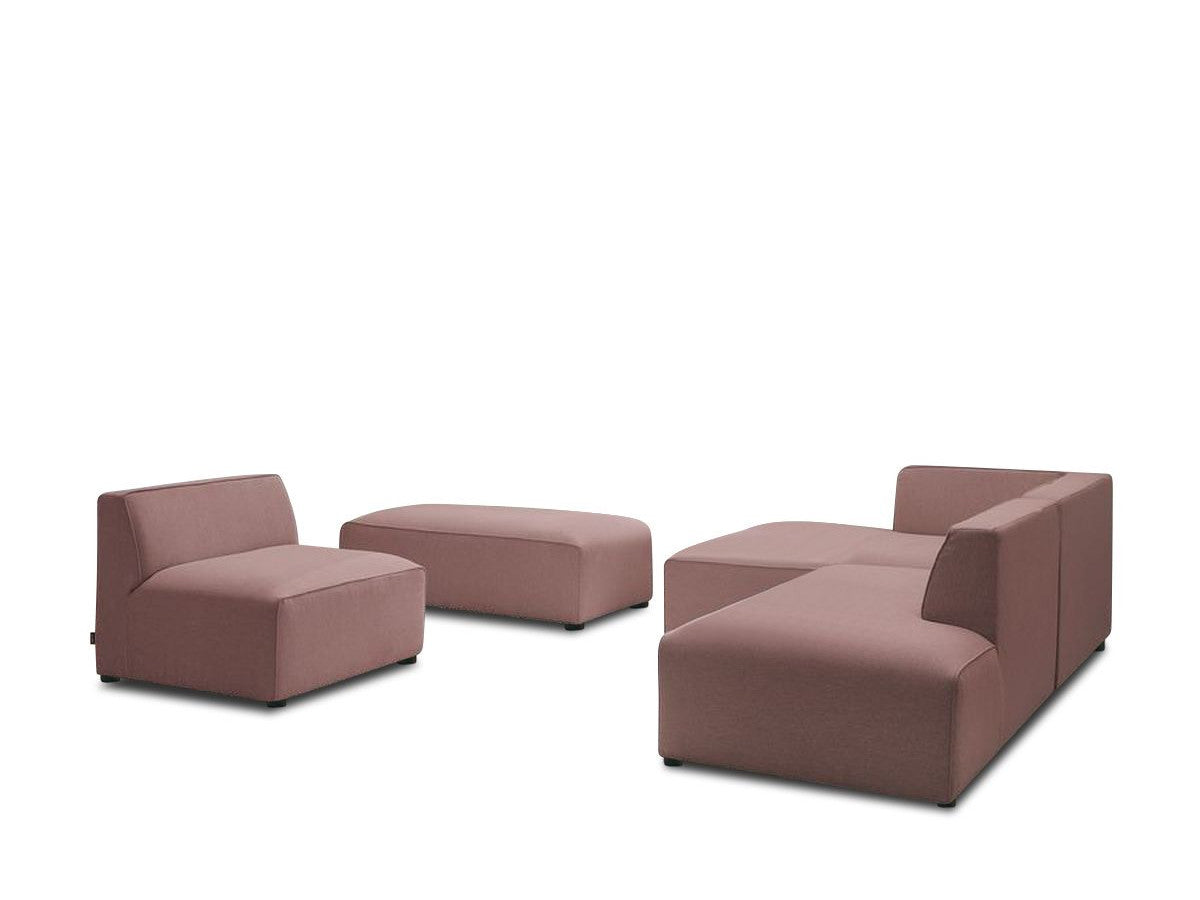 Canapé d'angle fixe modulable MEGEVE tissu chiné avec 1 chauffeuse et 1 pouf