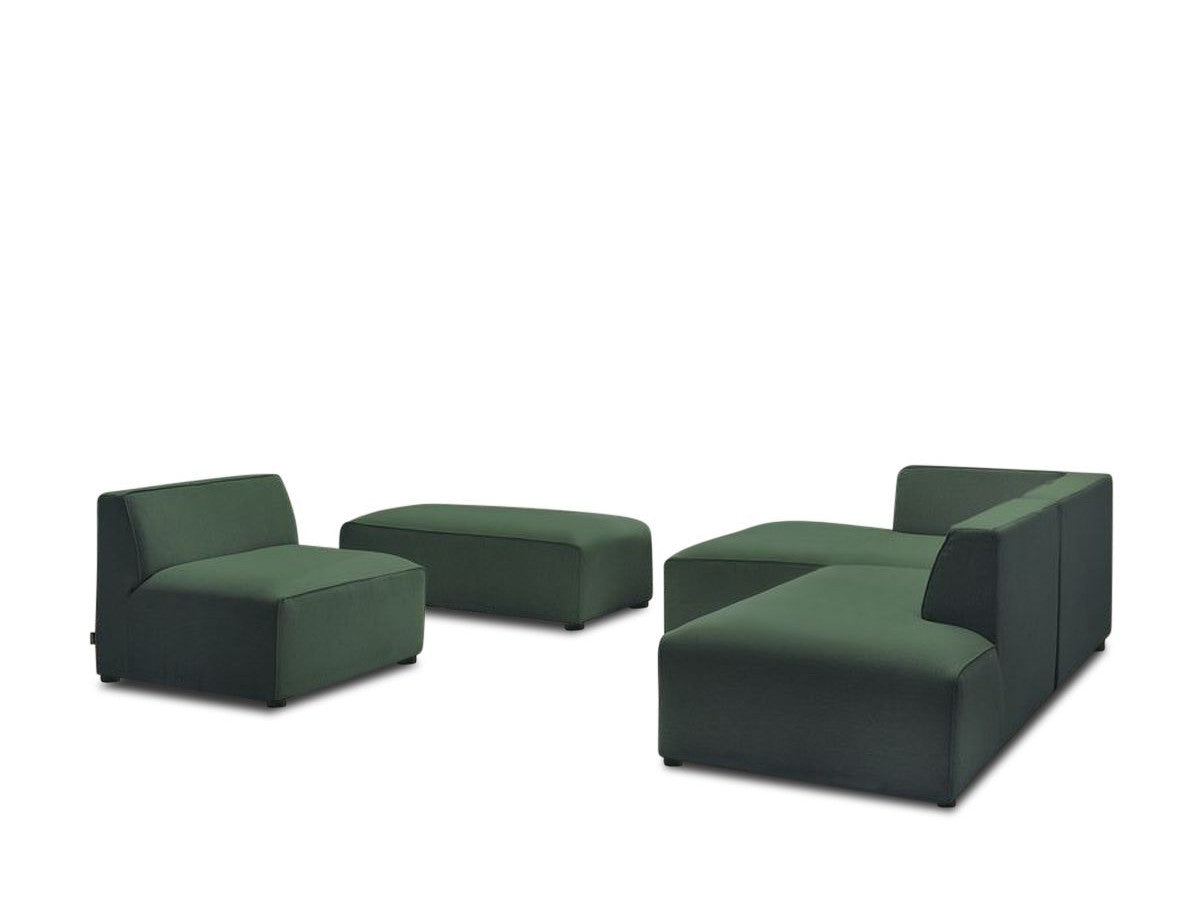 Canapé d'angle fixe modulable MEGEVE tissu chiné avec 1 chauffeuse et 1 pouf