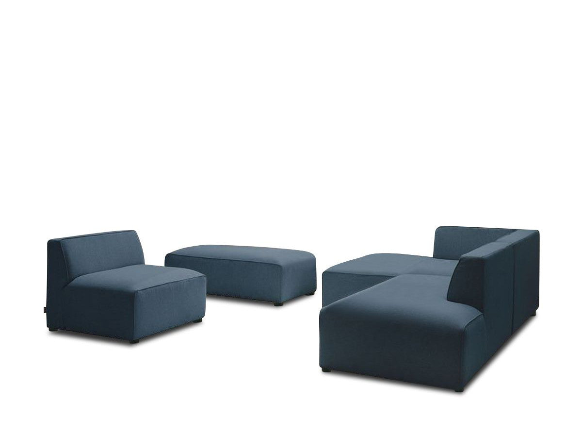 Canapé d'angle fixe modulable MEGEVE tissu chiné avec 1 chauffeuse et 1 pouf