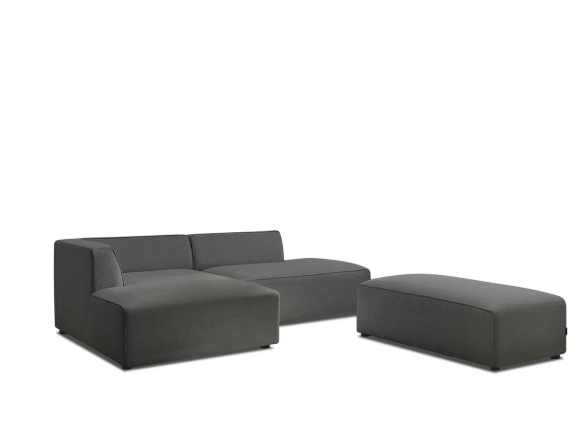 Canapé d'angle fixe modulable MEGEVE tissu chiné avec pouf