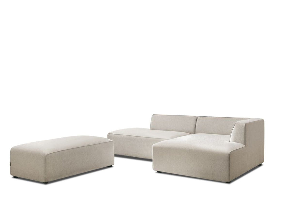 Canapé d'angle fixe modulable MEGEVE tissu chiné avec pouf