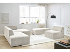 Canapé d'angle fixe modulable MEGEVE tissu texturé avec 1 chauffeuse et 1 pouf