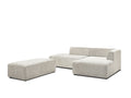 Canapé d'angle fixe modulable MEGEVE tissu texturé avec pouf