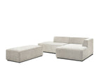 Canapé d'angle fixe modulable MEGEVE tissu texturé avec pouf