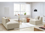 Canapé d'angle fixe modulable MEGEVE tissu velours côtelé avec 1 chauffeuse et 1 pouf