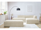 Canapé d'angle fixe modulable MEGEVE tissu velours côtelé avec pouf