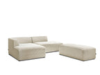 Canapé d'angle fixe modulable MEGEVE tissu velours côtelé avec pouf