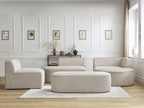 Canapé d'angle fixe modulable ROUSSEAU tissu chiné avec 1 chauffeuse et 1 pouf