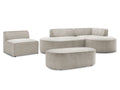 Canapé d'angle fixe modulable ROUSSEAU tissu texturé avec 1 chauffeuse et 1 pouf