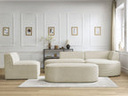 Canapé d'angle fixe modulable ROUSSEAU velours côtelé avec 1 chauffeuse et 1 pouf