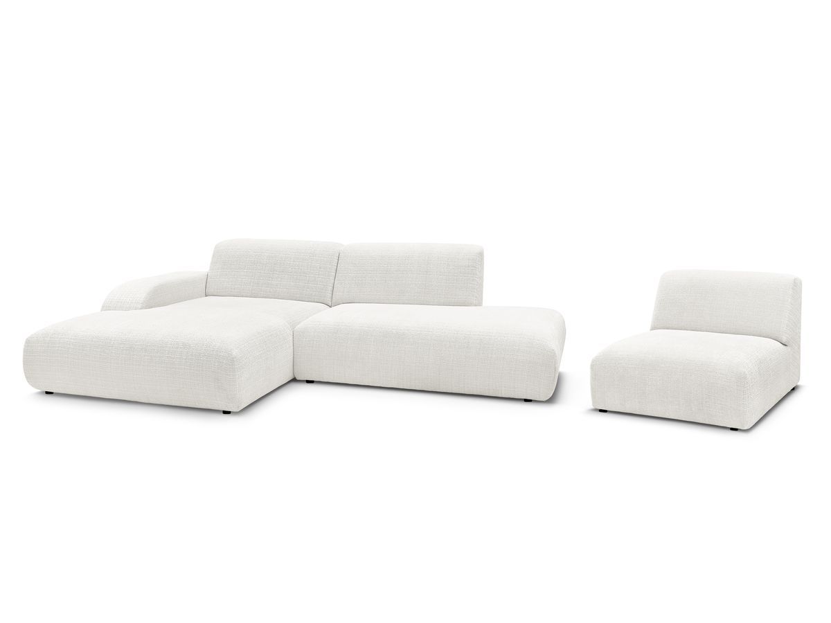 Canapé d'angle fixe modulable SIRIUS tissu texturé avec 1 chauffeuse