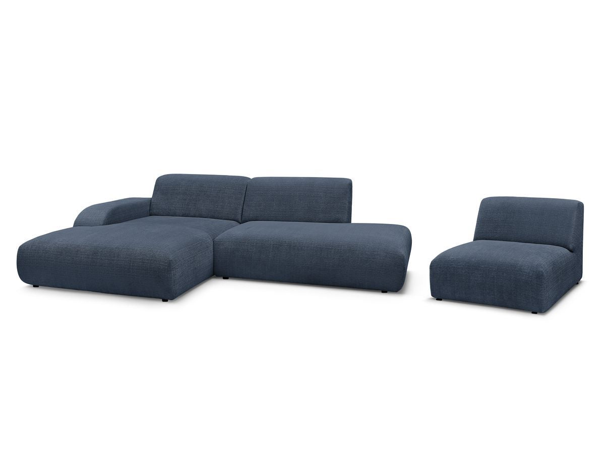Canapé d'angle fixe modulable SIRIUS tissu texturé avec 1 chauffeuse