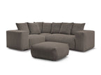 Canapé d'angle fixe modulable VOLTAIRE avec 1 chauffeuse 2 places, 1 angle, 1 chauffeuse 1 place et 1 pouf
