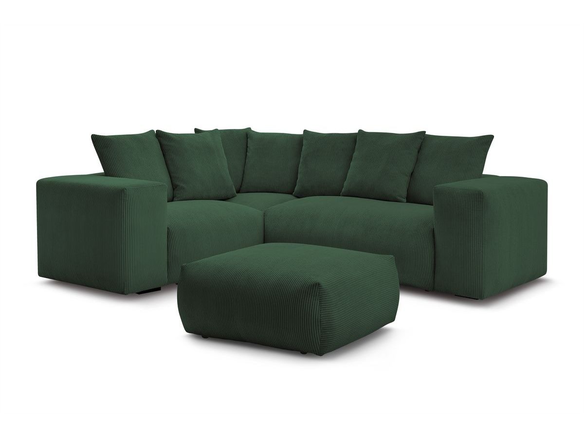 Canapé d'angle fixe modulable VOLTAIRE avec 1 chauffeuse 2 places, 1 angle, 1 chauffeuse 1 place et 1 pouf