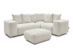 Canapé d'angle fixe modulable VOLTAIRE avec 1 chauffeuse 2 places, 1 angle et 1 chauffeuse 1 place tissu chiné avec pouf