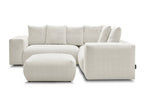 Canapé d'angle fixe modulable VOLTAIRE avec 1 chauffeuse 2 places, 1 angle et 1 chauffeuse 1 place tissu chiné avec pouf