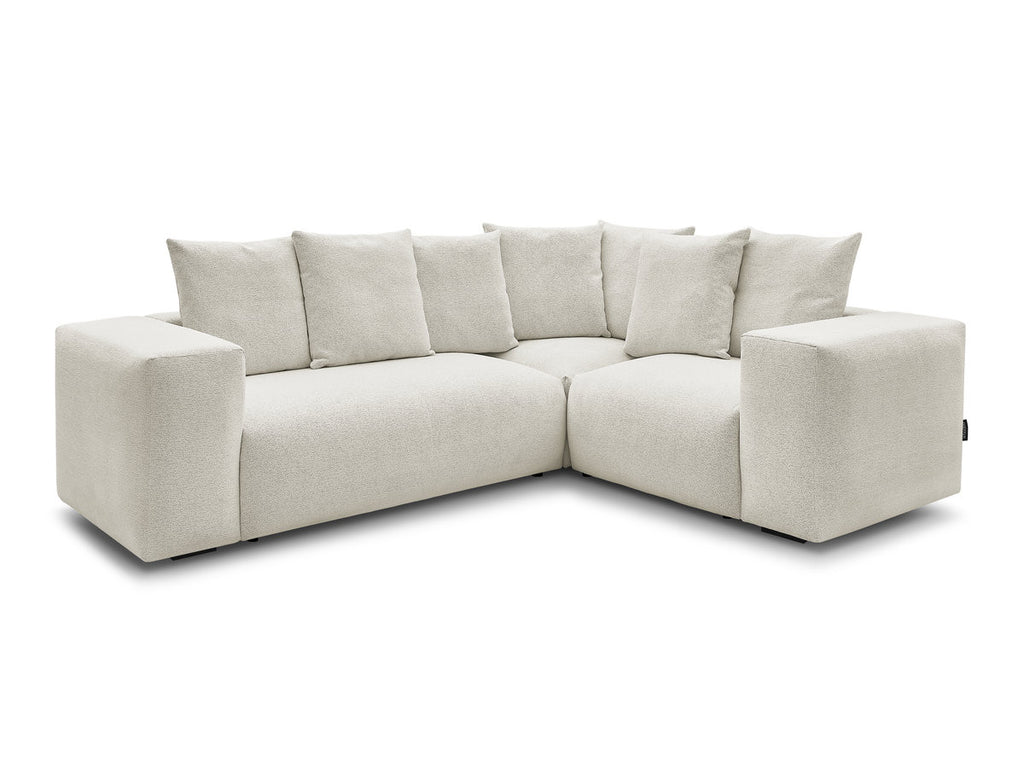 Canapé d'angle fixe modulable VOLTAIRE avec 1 chauffeuse 2 places, 1 angle et 1 chauffeuse 1 place tissu chiné