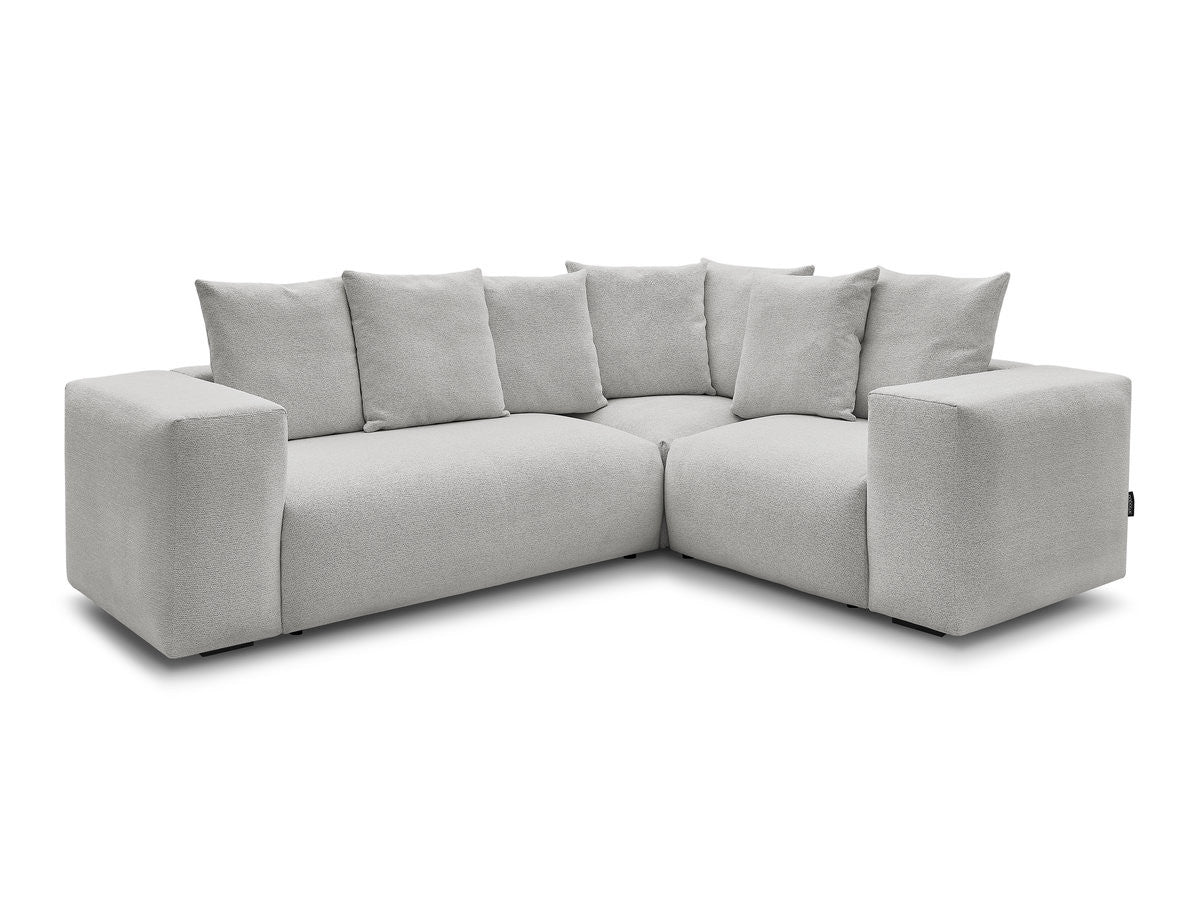 Canapé d'angle fixe modulable VOLTAIRE avec 1 chauffeuse 2 places, 1 angle et 1 chauffeuse 1 place tissu chiné