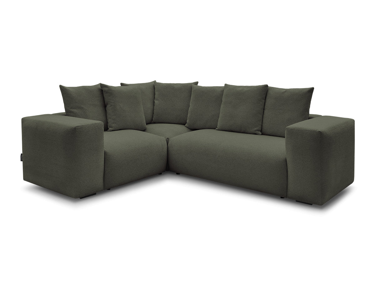 Canapé d'angle fixe modulable VOLTAIRE avec 1 chauffeuse 2 places, 1 angle et 1 chauffeuse 1 place tissu chiné