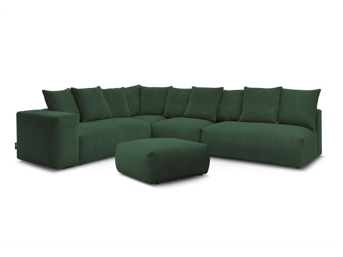 Canapé d'angle fixe modulable VOLTAIRE avec 2 chauffeuses 2 places, 1 angle, 1 chauffeuse 1 place et 1 pouf