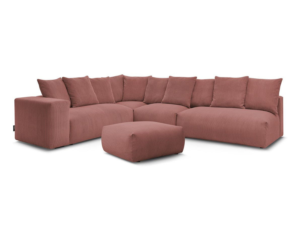 Canapé d'angle fixe modulable VOLTAIRE avec 2 chauffeuses 2 places, 1 angle, 1 chauffeuse 1 place et 1 pouf