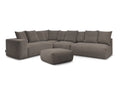 Canapé d'angle fixe modulable VOLTAIRE avec 2 chauffeuses 2 places, 1 angle, 1 chauffeuse 1 place et 1 pouf