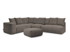 Canapé d'angle fixe modulable VOLTAIRE avec 2 chauffeuses 2 places, 1 angle, 1 chauffeuse 1 place et 1 pouf
